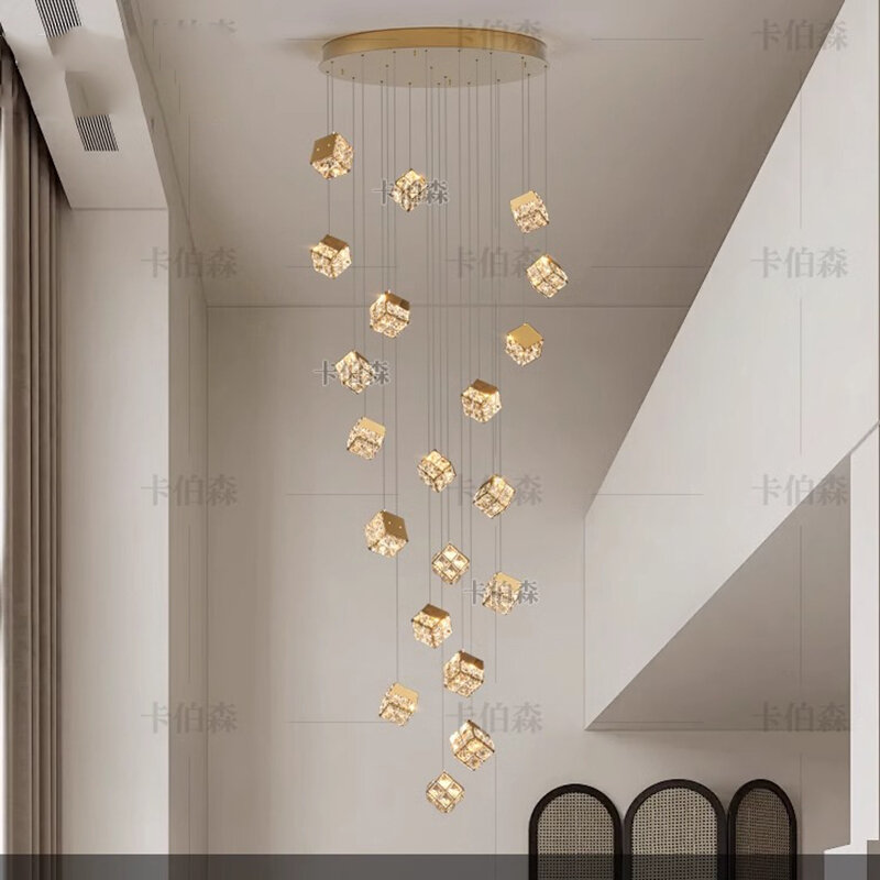 Lampadario di cristallo moderno per la decorazione della casa, lampada a sospensione per scale, lampade a sospensione per soggiorno, illuminazione interna