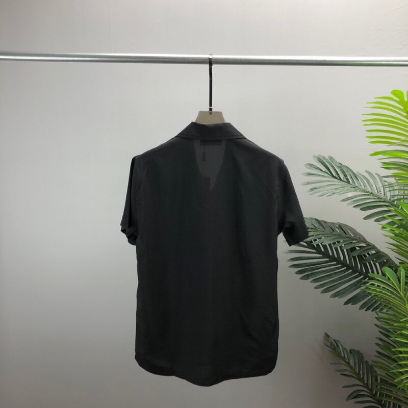 Мужская Повседневная рубашка с коротким рукавом, белая или черная однотонная Гавайская пляжная шелковая рубашка с коротким рукавом, лето 2024
