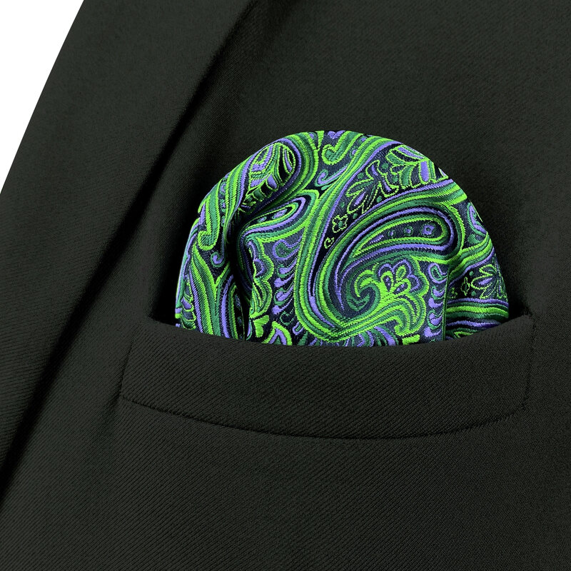 Multicolor Paisley ผ้าไหมร้อนบุรุษพ็อกเก็ตสแควร์ธุรกิจสีสันผ้าเช็ดหน้าขนาดใหญ่12.6 "32ซม.ของขวัญแฟชั่น