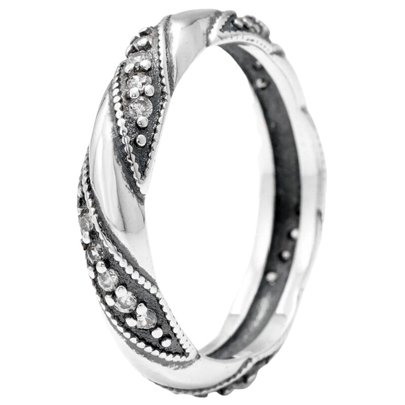 925 cincin perak murni bunga persik pita terjalin cincin kupu-kupu hati cinta Stackable es untuk perhiasan Eropa DIY