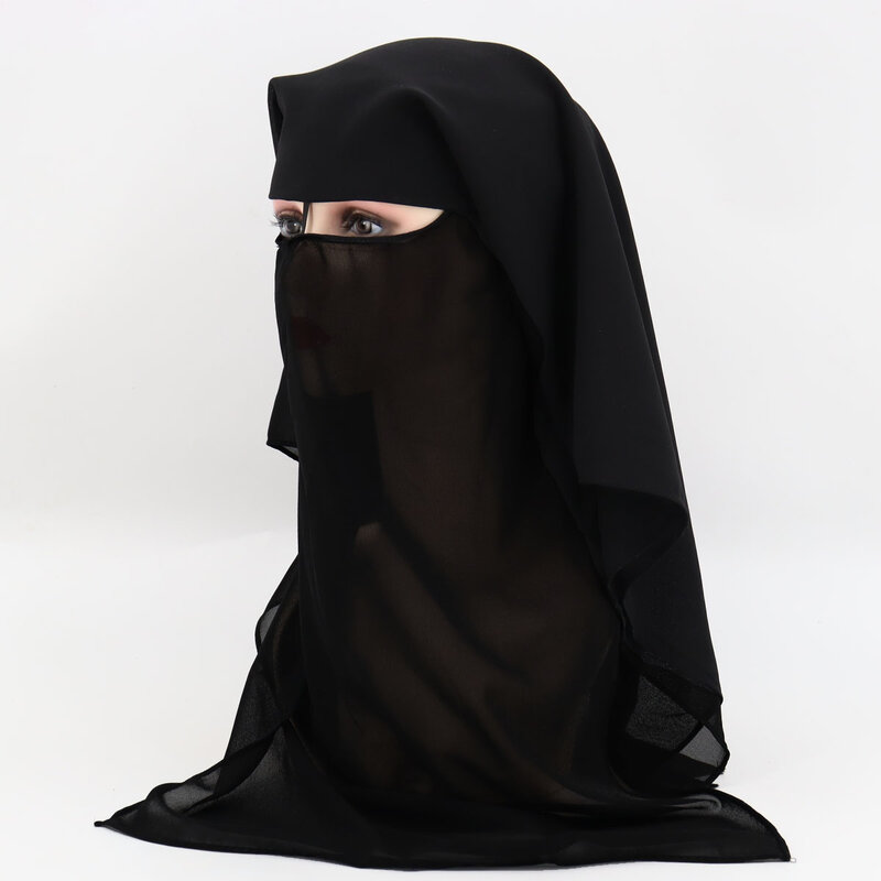 ثلاث طبقات الشيفون قناع الوجه ، النقاب غطاء كامل ، وشاح الحجاب مسلم ، الحجاب ، غطاء عمامة غطاء محرك السيارة ، التعادل مرة أخرى