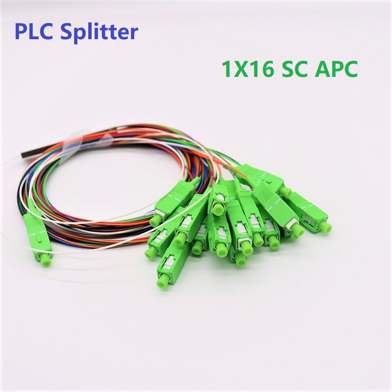 10 buah 1X16 PLC Splitter 0.9mm tabung baja 1M serat optik FTTH konektor serat optik 1*16 SC APC gratis pengiriman