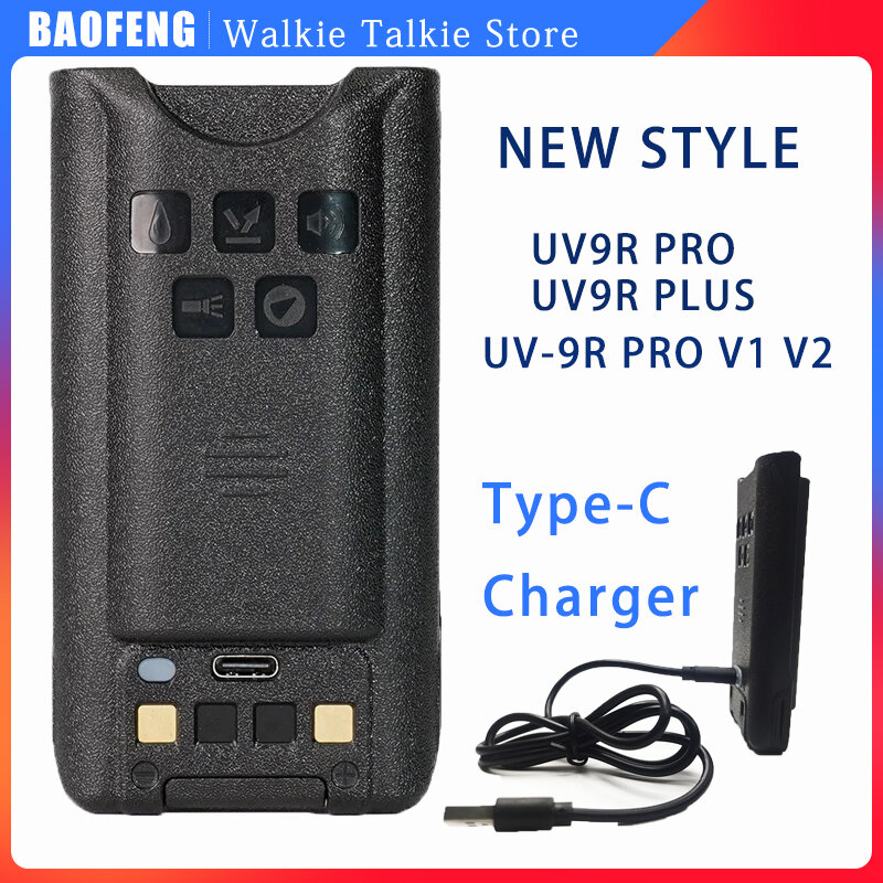 Baofeng UV-9RPlus-Type-C Ampliar Bateria Recarregável, Walkie Talkie, Bateria com Carregamento Tipo-C, Rádio, UV-9R Pro, V1, UV9R PLUS
