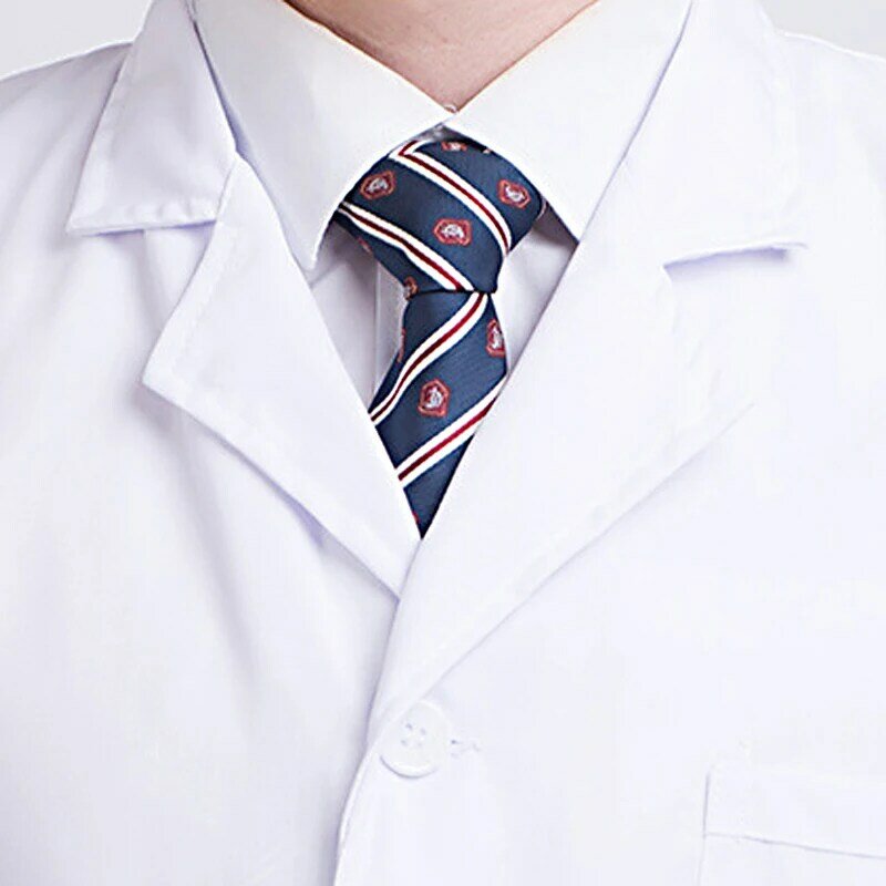 Women Men Unisex Long Sleeve White Lab Coat Notched Lapel Collar Button Down Medical Nurse Doctor Uniform Tunic Blouse
