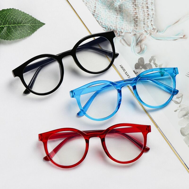 子供用の丸い青いアンチライトメガネ,超軽量のコンピューターフレーム,男の子と女の子のための保護メガネ