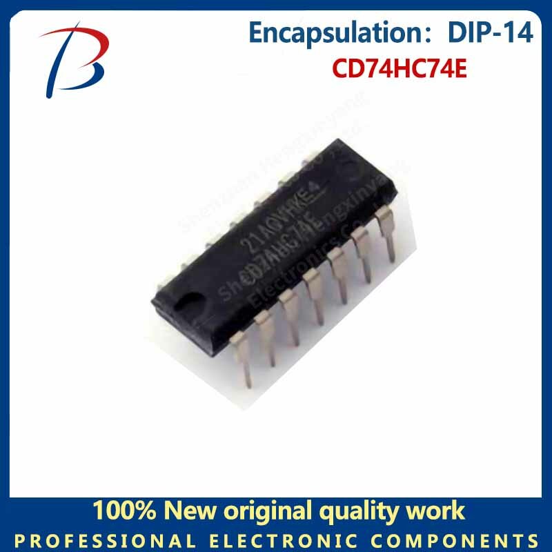 Paquet de puce de certes de dispositif logique, DIP-14, CD74HC74E, 10 pièces