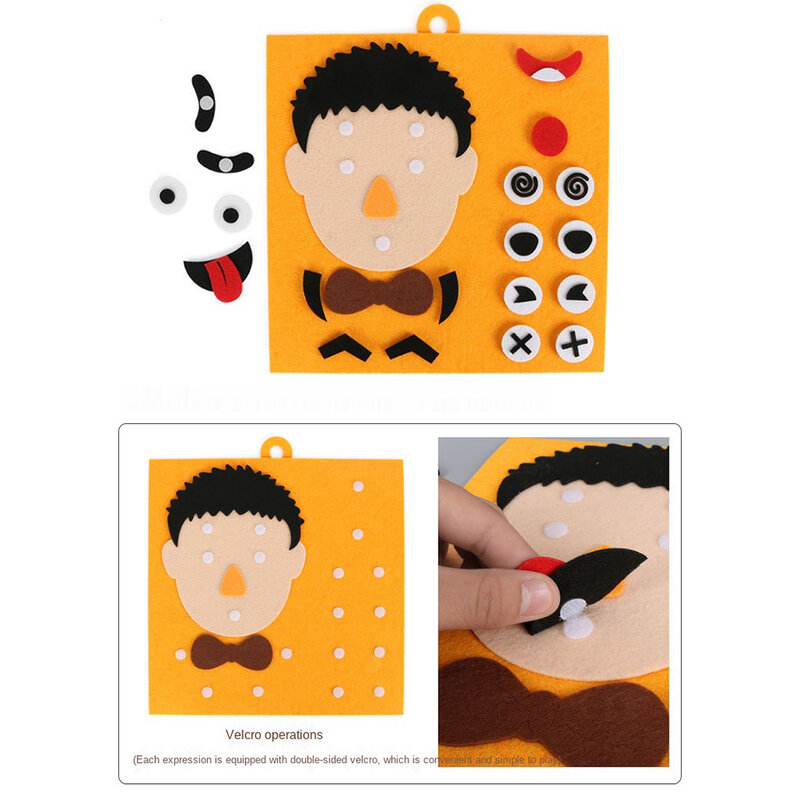 어린이용 DIY 얼굴 만들기 스티커 책, 새로운 퍼즐 게임, 재미있는 장난감 선물, 만화 펠트 패브릭 공예 스티커 장난감
