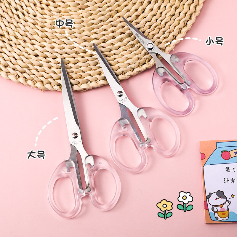 1PCS Simple Transparent Scissors Cutting Paper DIY Children Student Art Stationery for School Office Home Supplies