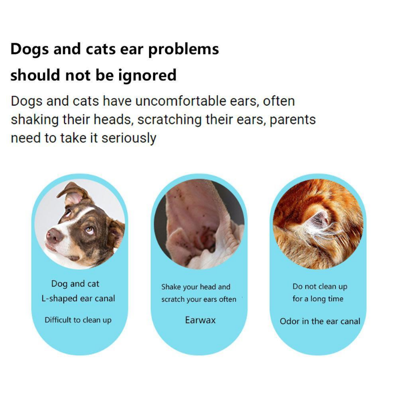 L'essenza vegetale naturale da 60ml rimuove gli acari dell'orecchio liquido per la pulizia dello sporco dell'orecchio Pet Dog Cat Ear Wash