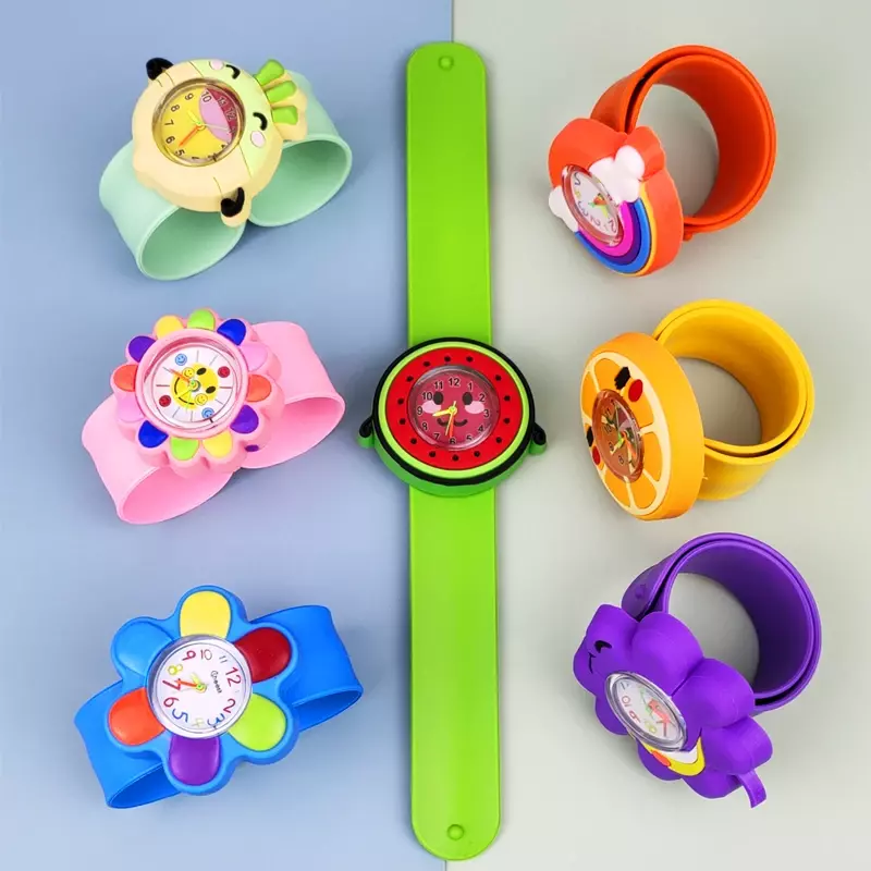 Relógio de pulso infantil, Flores, Frutas, Relógios infantis, Presente de aniversário do bebê, Slap Time Clock, Toy Bracelet Clock