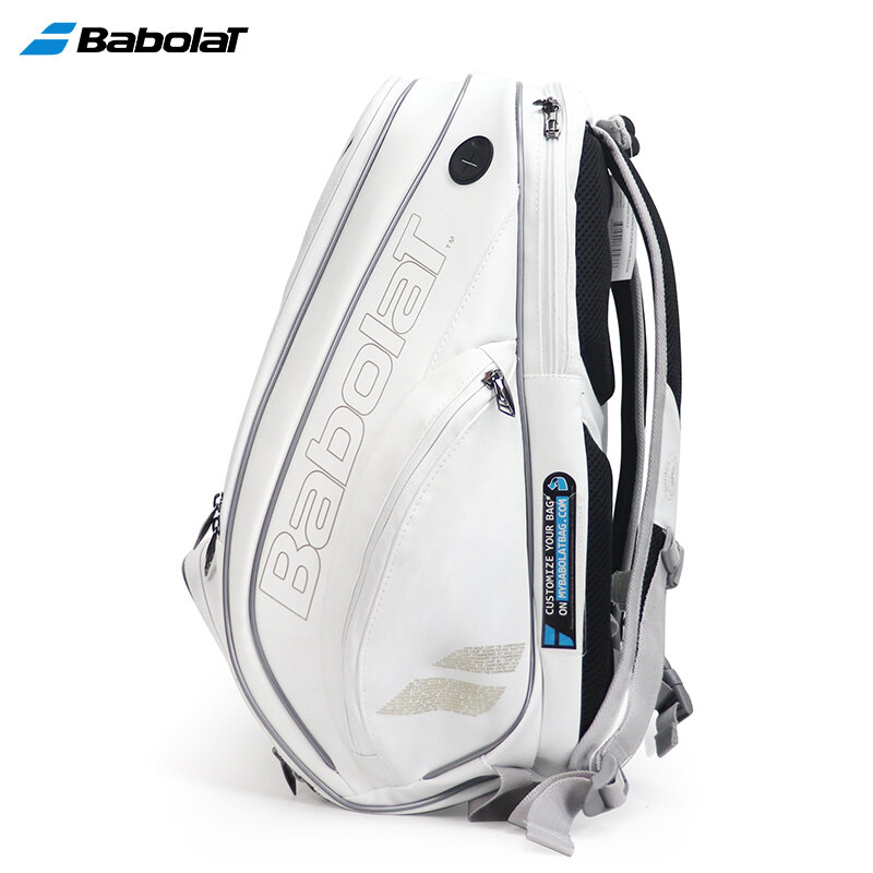 2021 Babolat 화이트 골드 WIM 테니스 백팩 남녀공용, 내구성 PU 스쿼시 드 패들 테니스 가방, 신발 액세서리 보관 가방, 2 팩