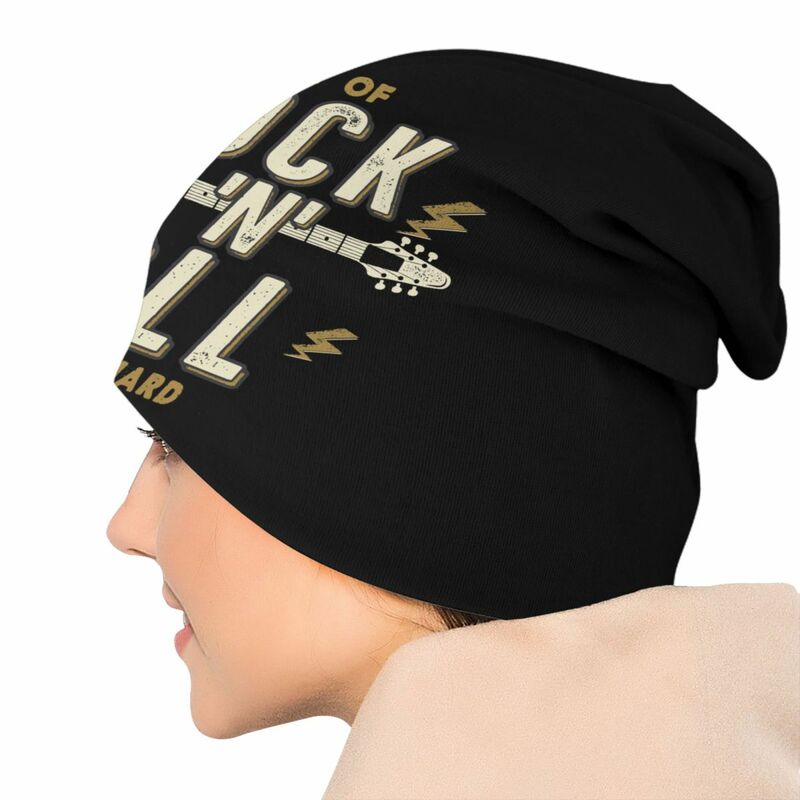 Power Of Rock N Roll Bonnet Hats Hip Hop Knit Hat For Women Men Autumn Winter Warm Heavy Metal Music Skullies Beanies Caps