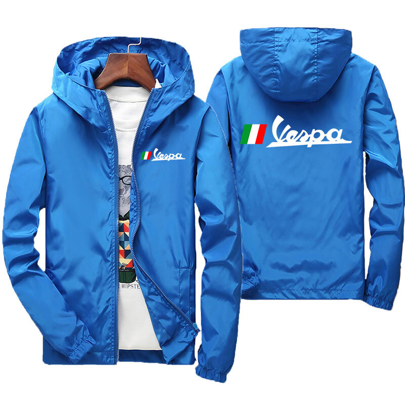 2024Summer Vespa Battery Car LogoNew Bomber Casual Men's Fashion Outdoor Zipper Ultrathin Sports Clothing For Sun Protection