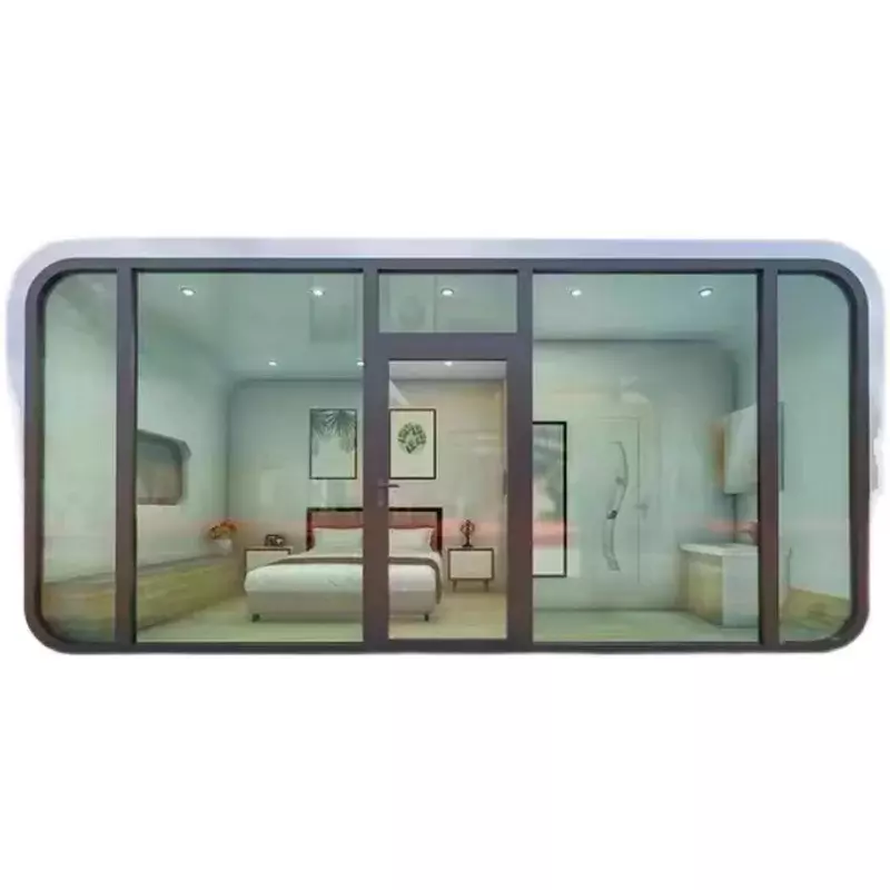 Casa móvel residencial personalizada, cabine do espaço, cabine inteligente da Apple da estada home, escritório exterior, vidro moderado