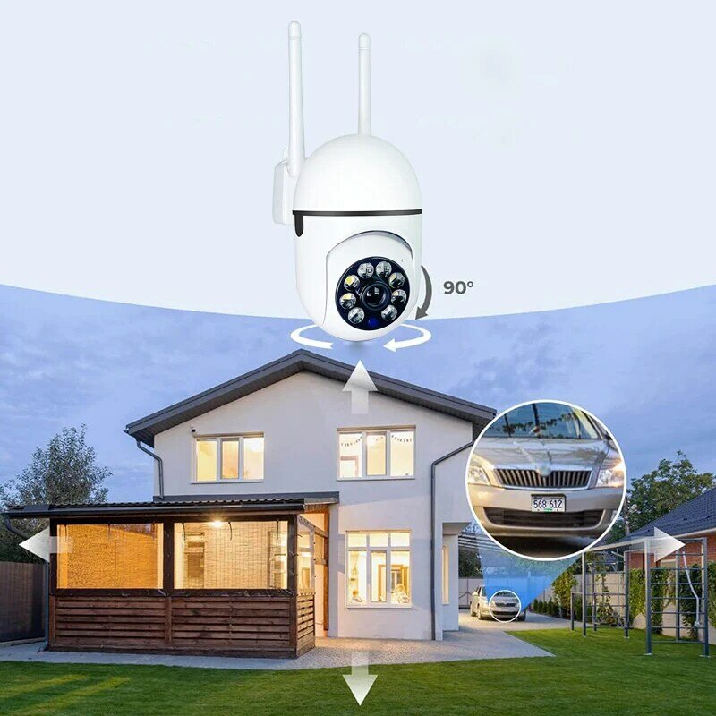 Cámara IP de visión nocturna para exteriores, videocámara de vigilancia de seguridad con WiFi, seguimiento de movimiento, Audio bidireccional, compatible con tarjeta TF, 1080P