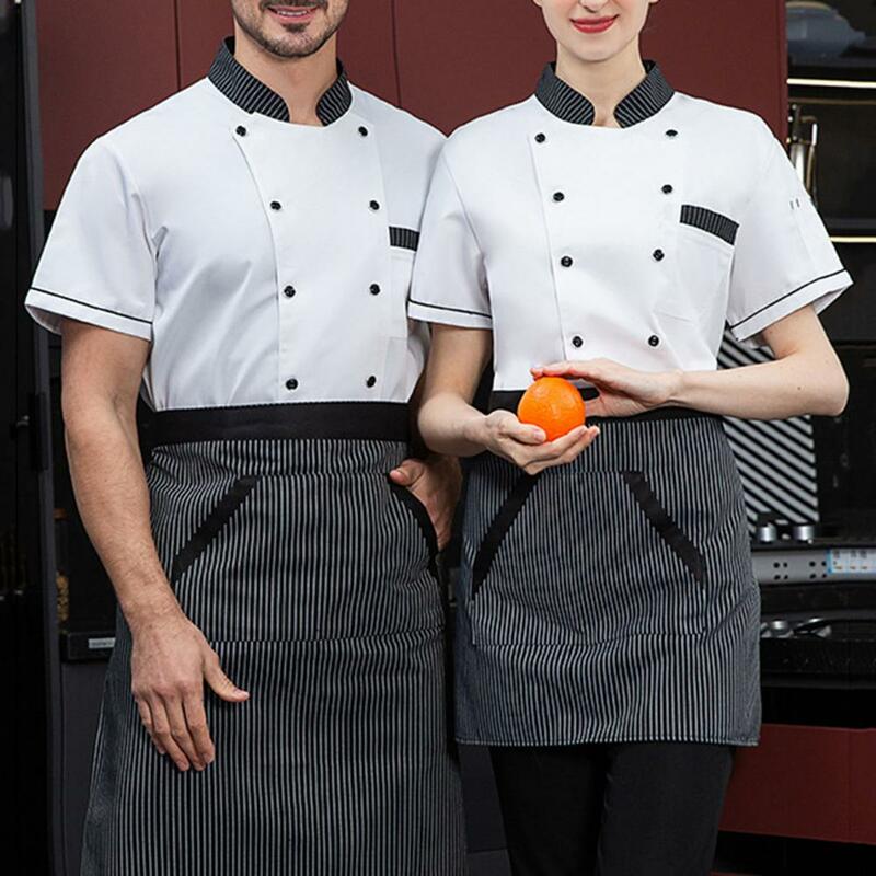 Koch mantel profession elle Koch uniform mit Kurzarmhemd Schürze atmungsaktive schmutz abweisende Küchen kleidung für Restaurant