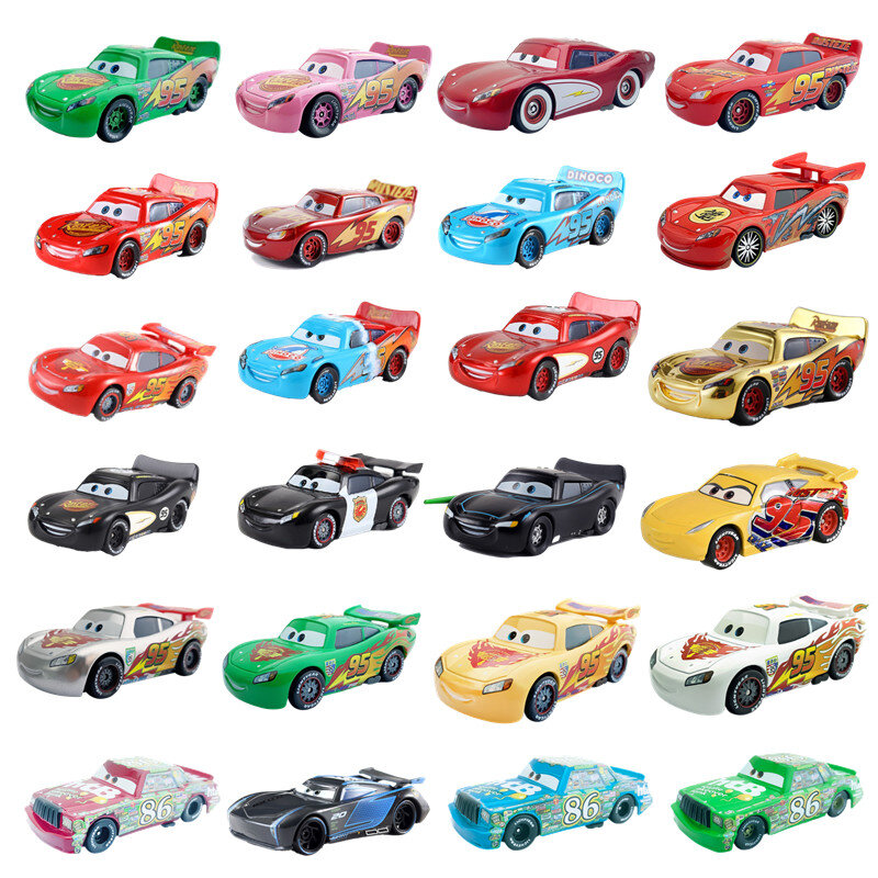 Mobil mainan Disney Pixar 2/3 Lightning McQueen Jackson Storm 1:55 Die Cast Model Aloi logam hadiah ulang tahun anak-anak