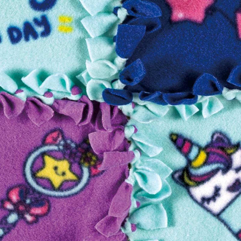 Kit di tiro in pile senza cucire Kit per la produzione di coperte Kit artigianali di Design annodato per ragazze Kit di coperte in pile confortevole e morbido per la casa