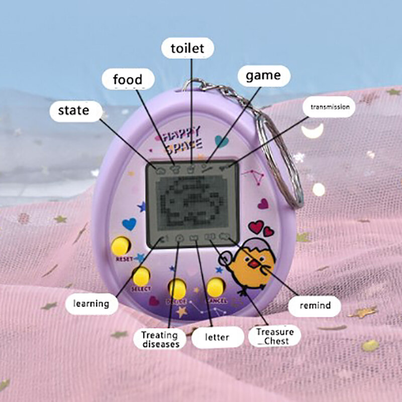 Mesin hewan peliharaan Mini pengembangan elektronik Virtual Retro, mainan portabel anak gantungan kunci permainan