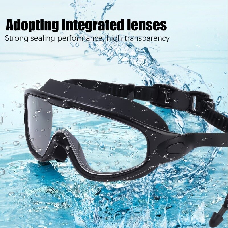 Okulary pływackie silikonowe duże oprawki gogle pływackie z zatyczkami do uszu męskie kobiety profesjonalne akcesoria pływackie przeciwmgielne