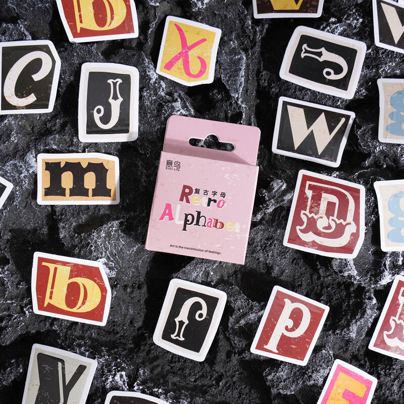 12 Pak/LOT stiker perekat diri DIY dekorasi kreatif segar seri huruf Retro