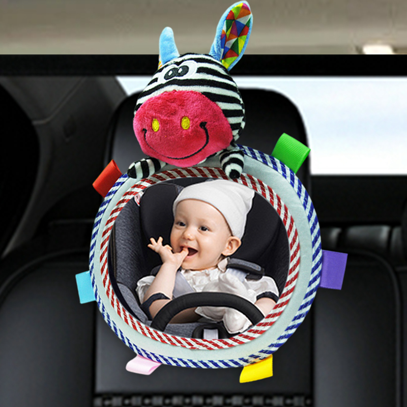 Baby Auto Spiegel Rücksitz Rückspiegel Cartoon Tier Plüschtiere verstellbare Rückspiegel für Kinderwagen Spielzeug