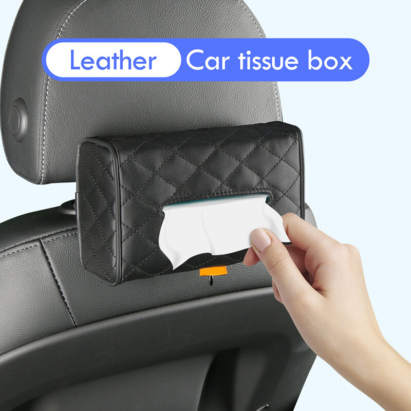 Car Tissue Box Leather Toilet Paper Holder Seat Back Tissue Box Case Napkin Container Organizer Holder Auto Interior Storage