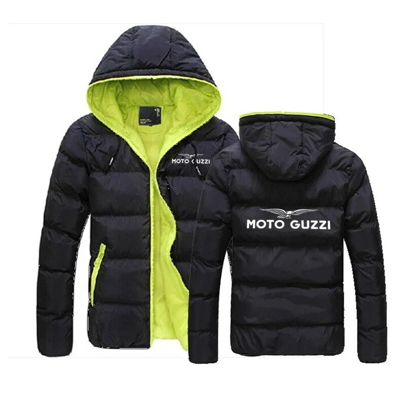 Moto Guzzi 남성용 따뜻한 겨울 캐주얼 아우터, 단색 후드, 심플한 코튼 패딩 재킷, 90 오토바이 2024, 신상