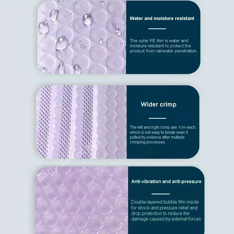Конверты Пузырьковые пурпурные, упаковка фиолетового цвета для защиты от падения, 50 упаковочных пакетов, Самоуплотняющиеся