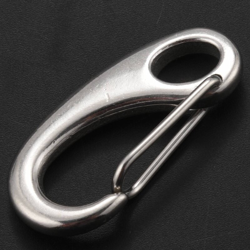6PCS Boat Marine Stainless Steel Egg Shape Spring Snap Hook Clips Quick Carabiner Outdoor Buckle