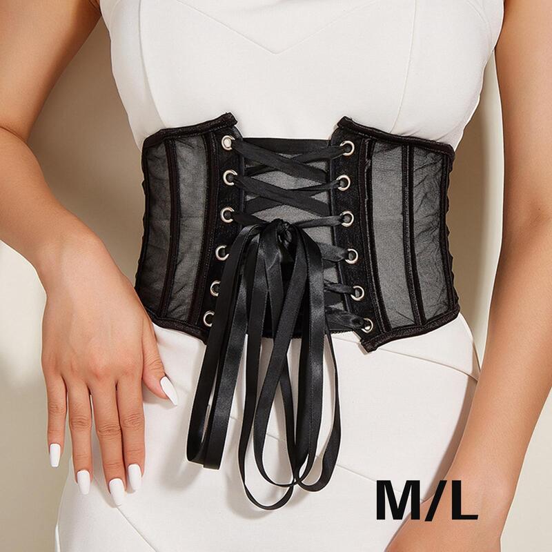 Cintura elastica in vita cintura Cincher corsetto sottoseno Waspie Lace up donna