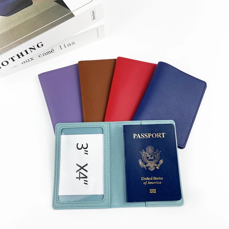 Funda de pasaporte con nombre personalizado gratis, juego de etiquetas de equipaje, soporte de pasaporte de cuero PU, monedero de viaje personalizado