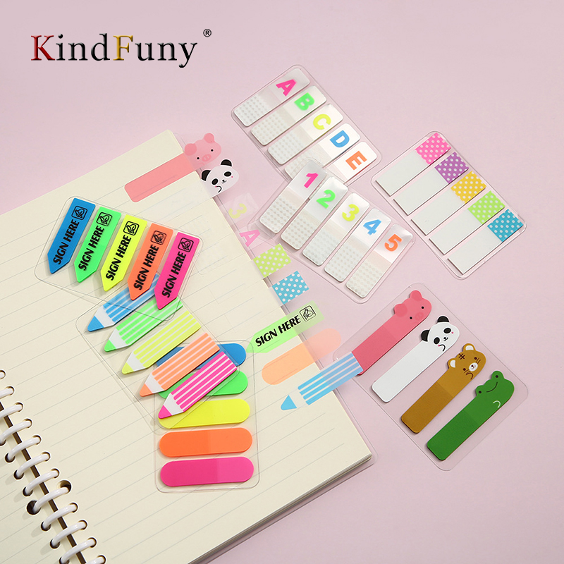 KindFuny-marcapáginas de hojas sueltas, pegatinas autoadhesivas para planificador, Bloc de notas, marcadores de página, banderas de papel, pestañas, índice, 7 paquetes