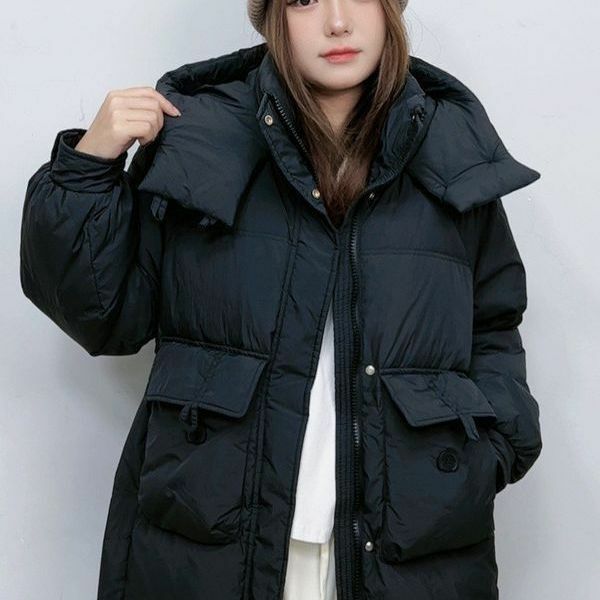 Winter Fashion Down Women Coat Thickened Warm Hooded Loose Casual Female Parkas High End White Duck Down Women Parka