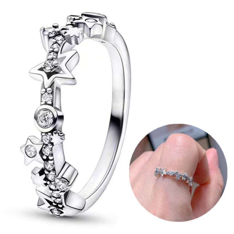 Anelli di zirconi Boutique stella bianca in argento Sterling 925 per le donne anelli di usura quotidiana per feste di matrimonio fini in argento nuovi regali di gioielli fai da te