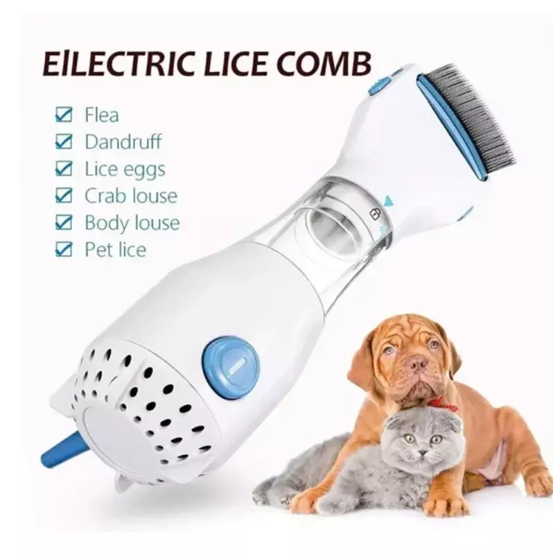 Cepillo eléctrico antipiojos para gatos y perros, peine multifuncional para eliminar pulgas, limpiador de pelo, accesorios para cachorros