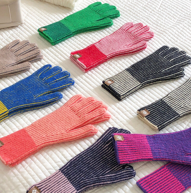 Зимние перчатки для мужчин и женщин, плотные эластичные вязаные теплые варежки, уличные перчатки для вождения, перчатки унисекс с пальцами для сенсорного экрана, 1 пара