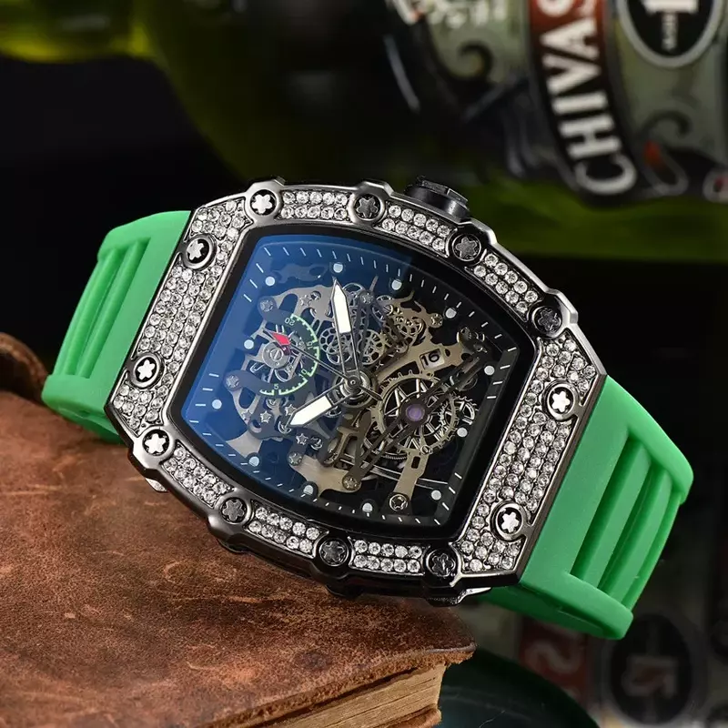 RM Quartz Watch with Diamond for Men, Casual Waterproof Watch, AAA Quality, 3 Agulha Mecânica, Top Luxury Brand, Fashion