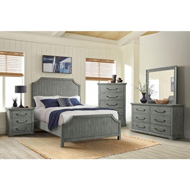 Beach House Solid Wood Dove Grey 2 Drawer Nightstand