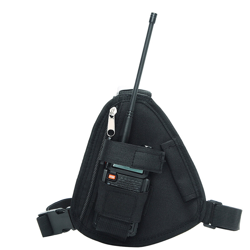 Regulowana torba z uprzężą radiową saszetka do noszenia z przodu trójkątna torba na klatkę piersiowa kabura futerał do przenoszenia do krótkofalówki