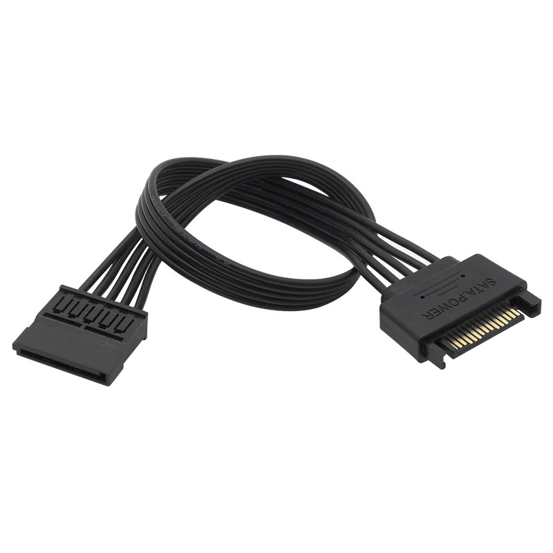 Câble d'extension d'alimentation SATA mâle vers femelle, HDD SSD, câble d'alimentation pour PC, 22cm, 1 vers 2, 30cm, 15 broches
