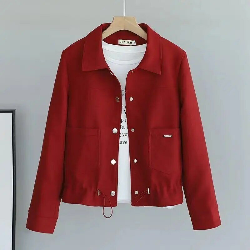 Jacket Solid Color Sweet Cardigan Soft Turn-down Collar Soft Causal Long Sleeve Women Coat Jacket Streetwear New 2024