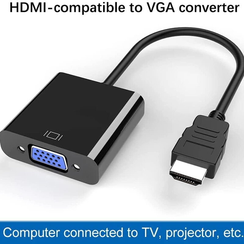 Kelkin-HDMI VGA 어댑터 케이블 호환-VGA 1080P 비디오 컨버터, 디지털-아날로그, 노트북 프로젝터, HDMI 호환