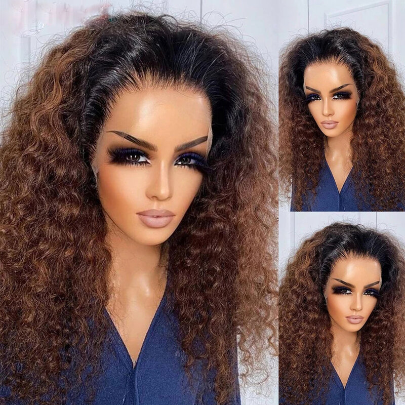 Soft 26” Long Ombre Blonde Brown Curly 180Density Lace Front Wig For Black Women Babyhair Heat Resistant Preplucked Glueless