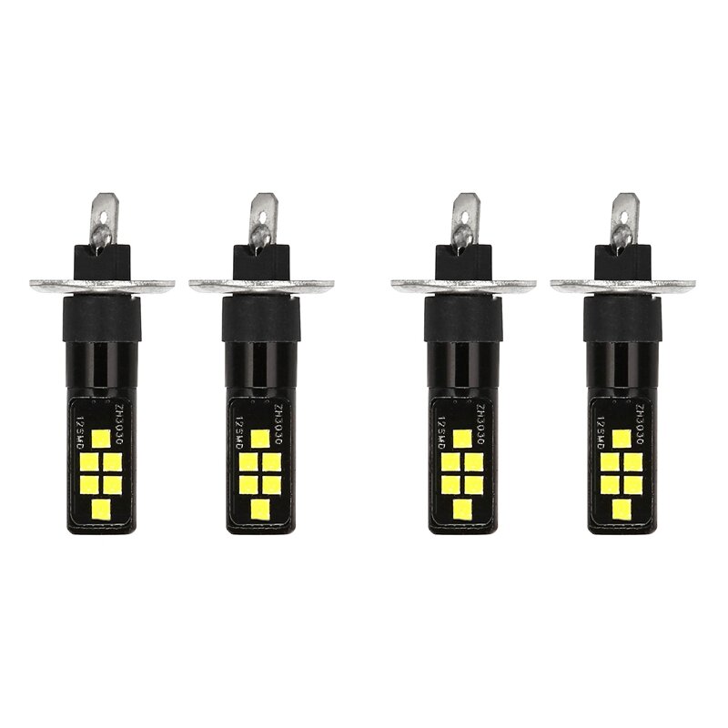 Ampoule LED pour phares antibrouillard de voiture, ampoule LED blanche, jeu de puces 3030, W5W Bulb194, H1, 12V-24V, 12SMD, 4 pièces