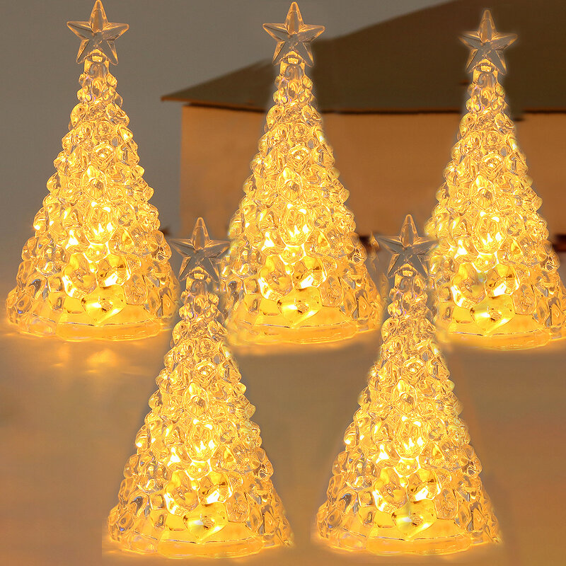 Bateria Powered Crystal LED Candle Light, ornamentos de luz noturna, árvore de natal, lanterna de natal, decoração de ano novo