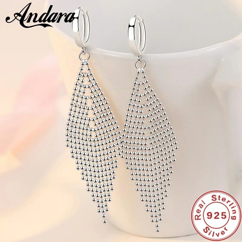 Neue 925 Sterling Silber Lange Ohrringe Quaste Perlen Lange Ohrringe Für Frauen Hochzeit Modeschmuck Geschenke