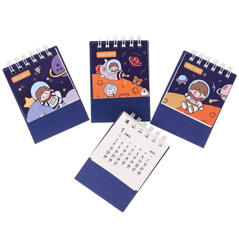 Mini Office Desk Calendar, Calendários de Mesa, Pequena Mesa de Papel, Ano do Coelho, 4 pcs