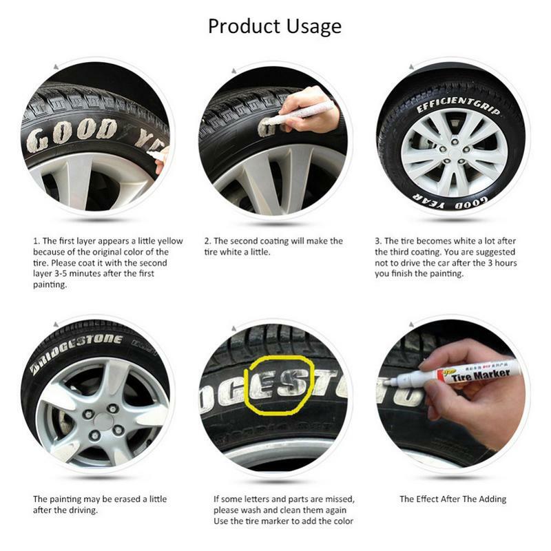 Car Tire Tread Mark Pen Car Scratch Repair Pen Automotive Tire Marking Paint Pen Aluminum Tube Home DIY Marker Touch-Up Paint