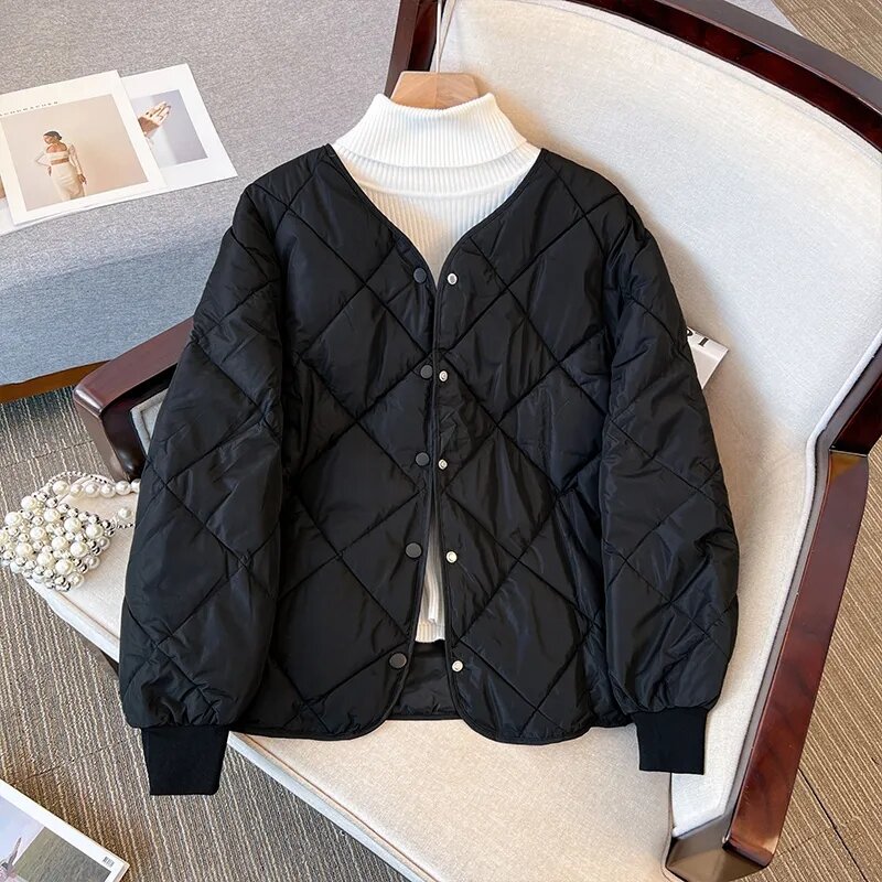 2023 autunno inverno nuova giacca donna piumino di cotone leggero caldo sciolto cotone imbottito giacca Casual nero capispalla femminile